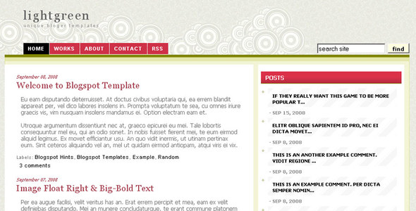 Light Olive Green Blogger Template