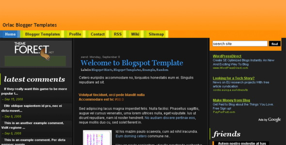 Orlac Blogger Template