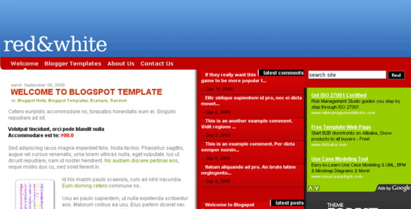 Red White Blogger Template